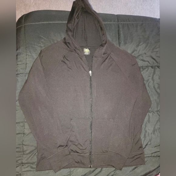Athletic Works All Black FULL Zipper Hooded Sweatshirt/ Hoodie Jacket LARGE - Picture 8 of 9